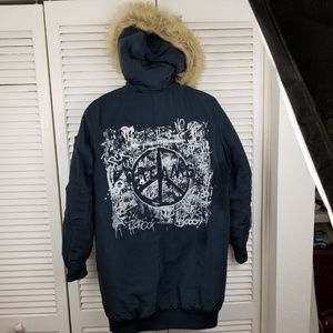 Zara Trafuluc Hooded Parka with Graffiti design XS